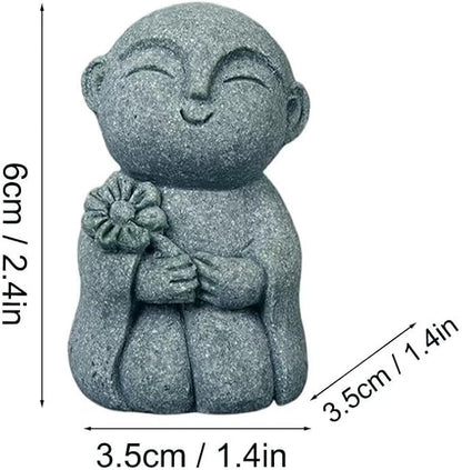 Mini Monk Buddha Statue Sandstone Statues Zen Monk Praying Statue Sculptures for Wealth Good Luck Feng Shui Decor Home Fish Tank Aquarium Garden (Style 5)