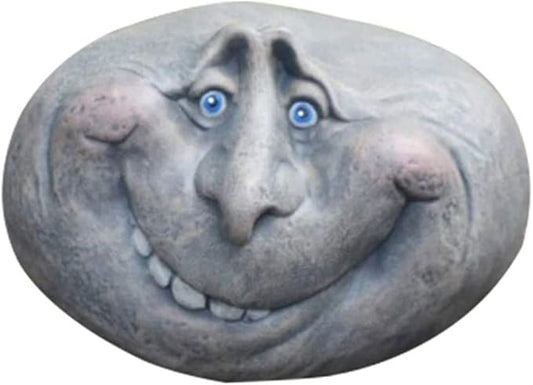 1PC Funny Face Rock Art Sculpture Decoration Yard Art Face Resin Sculpture Mystical Garden Stones for Indoors Outdoors Patio