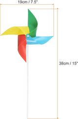 HARFINGTON 50pcs Windmills for The Yard Garden 15" x 7.5" 4 Leaves Pinwheels Wind Mills Spinners Windproof Waterproof Bird Devices with Stakes for Patio Decor, Iridescent