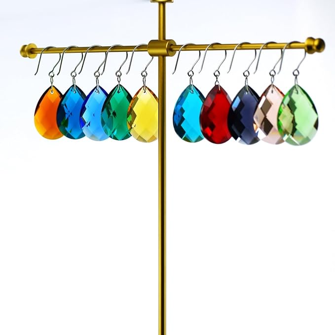10pcs Crystal Prism Suncatcher Multi Color, 38mm Hanging Chandelier Crystals Replacement Grid Ornament Pendant Rainbow Maker DIY Decoration