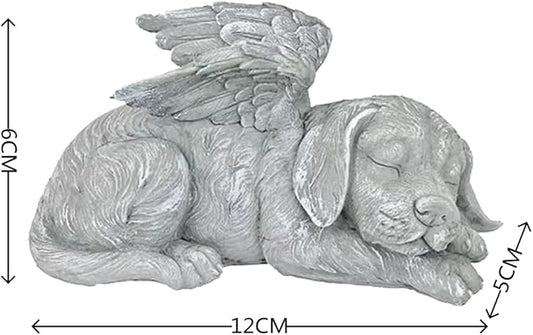 Dog Angel Wings Ornament Dog Angel Statue Mini Animal Statu for Garden Tombstones or Lawn Decoration