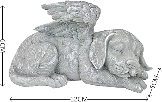 Dog Angel Wings Ornament Dog Angel Statue Mini Animal Statu for Garden Tombstones or Lawn Decoration