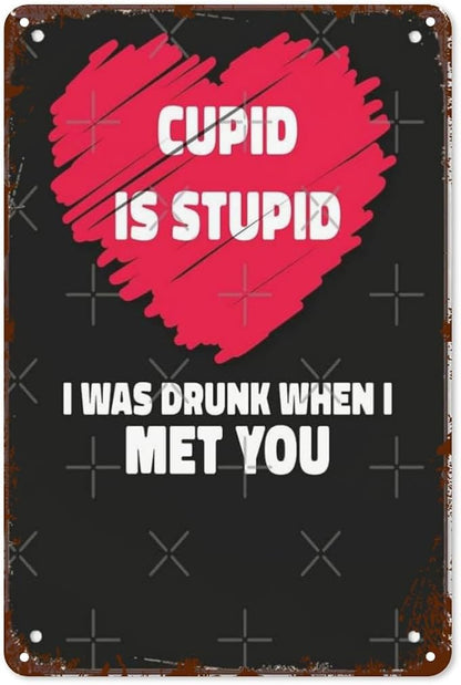 Retro Tin Signs Is Stupid I Was Drunk 8x12 Inches Metal Wall Decor for Garden,Kitchen,Living Room,Patio,Office,Bathroom,and More! Vintage Funny Sign