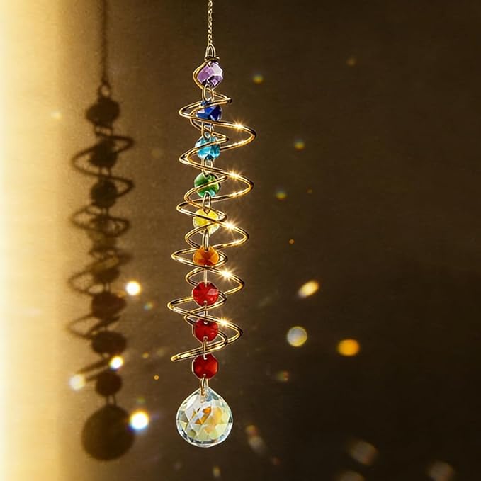 Rainbow Crystal Suncatcher, Spinners Crystal Wind Chimes, Suncatchers for Windows Hanging, Wind Chimes Indoor Gifts for Women
