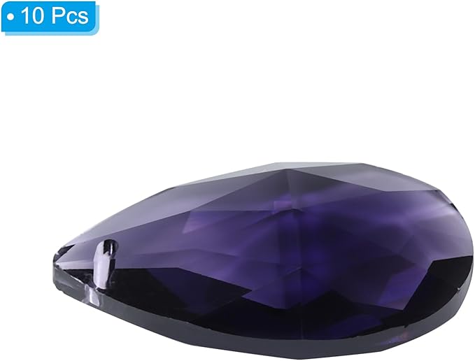 PATIKIL K9 Crystal Pendants Teardrop Beads, 10 Pack 38mm Chandelier Prisms Parts Hanging Beads DIY Lamp for Arts Crafts Decoration, Dark Purple