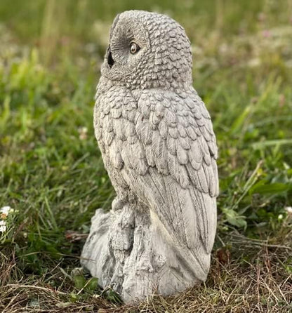 Gray owl Statue for Lawn and Garden Concrete owl Figurine Realistic Owl Sculpture Yard Art Decor Stone Owl Lover Gift