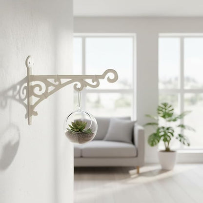 Comfy Hour 11" Heavy Duty White Cast Iron Wall Mount Bracket, Decorative Plant Hanger for Outdoor Garden & Indoor Home, Vintage Metal Hook for Bird Feeders, Wind Chimes & Lanterns, 1 pc