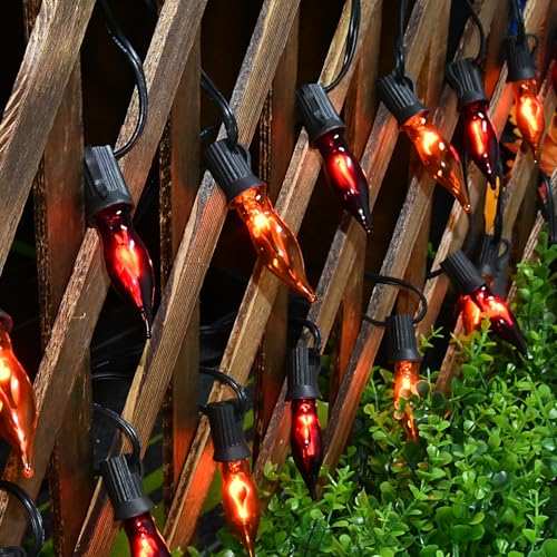 27.8 FT Halloween C7 String Lights - Orange Purple Flickering Flame