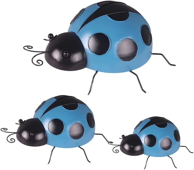 Kisangel 3pcs Simulated Ladybug Decor Iron Garden Ornaments for Outdoor Decoration for Yards and Patios Vibrant Colors for Home and Garden Aesthetics