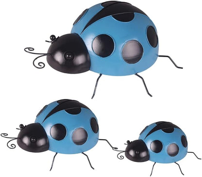 Kisangel 3pcs Simulated Ladybug Decor Iron Garden Ornaments for Outdoor Decoration for Yards and Patios Vibrant Colors for Home and Garden Aesthetics