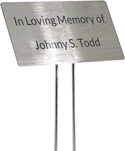 Stainless Steel Garden Sign. 4 x 2" rounded sign with a 10" stake. Great as a Garden Memorial or Plant Label (Stainless Steel, 4 x 2")