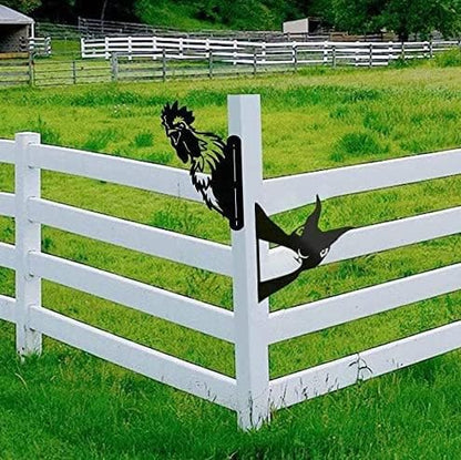 Farm Bear Art Garden Decor Outdoor Decoration, Farm Peeping Cow Metal Art Outdoor Decor, Fence Animals Silhouette Art Decoration for Farmhouse, Yard, Lawn Weather (E)