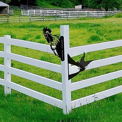 Farm Bear Art Garden Decor Outdoor Decoration, Farm Peeping Cow Metal Art Outdoor Decor, Fence Animals Silhouette Art Decoration for Farmhouse, Yard, Lawn Weather (C)