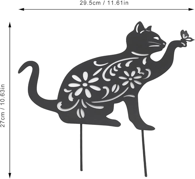 Haofy Cat Silhouette, 1 Piece of Lifelike Cat Yard Art Garden Metal Statue Decor, Hollow Decorative Stakes for Outdoor Farmhouse Pathway Lawn Decorations