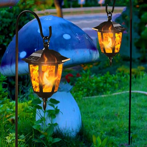 Solar Flame Hanging Lights - 2 Pack with 38" Hooks