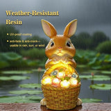 Solar Rabbit Garden Statue - 6x5x8.5" Waterproof LED Light