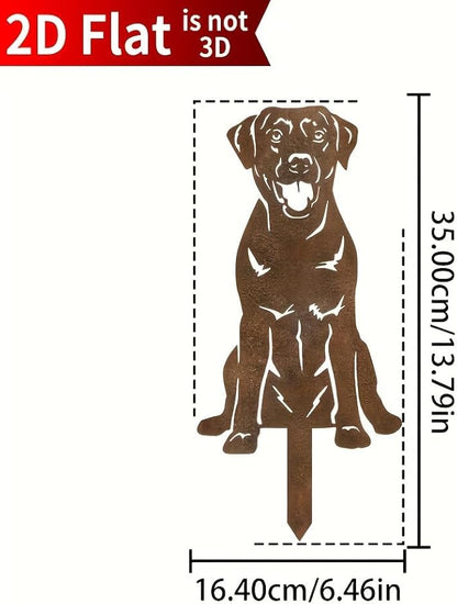 Resama Rusty Metal Dog Garden Stake, Rusted Labrador Retriever Yard Art, Outdoor Metal Dog Decor for Lawn, Patio, Backyard, Dog Lover Gift