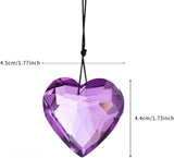 Colorful Heart Crystals Suncatcher Hanging Sun Catcher with Chain Pendant Ornament for Window Home Garden Christmas Day Party Wedding Decoration (Purple)