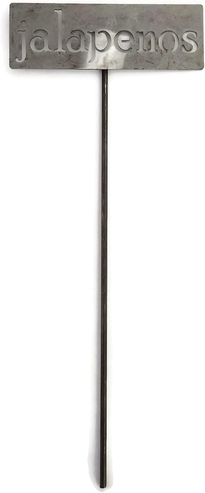 Classic Metal Garden Markers 19 Inches Tall (jalapenos, Raw, Unfinished Steel (will rust with time))