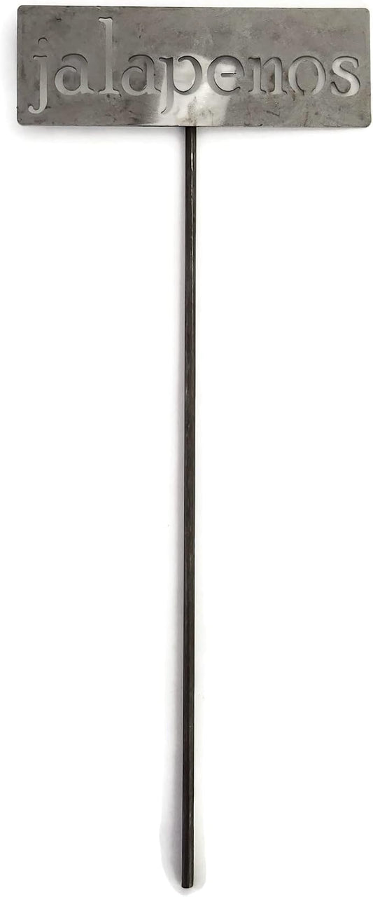 Classic Metal Garden Markers 19 Inches Tall (jalapenos, Raw, Unfinished Steel (will rust with time))
