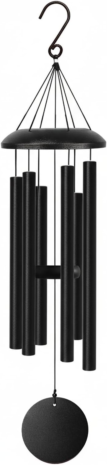 Wind Chimes for Outside Deep Tone, 38" Large WindChimes with 6 Tubes, 100% Rustproof Aluminum, Memorial Gift or Garden Patio Porch and Outdoor Décor(Black)