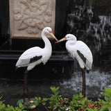 Garden Elegance White Crane Garden Statue, 18.11-Inch Resin Bird Sculpture, Long-Legged Decorative Ornament for Outdoor Pond, Yard and Lawn