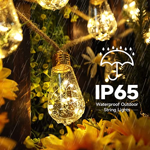 Solar Outdoor String Lights - 20Ft Vintage Hemp Rope