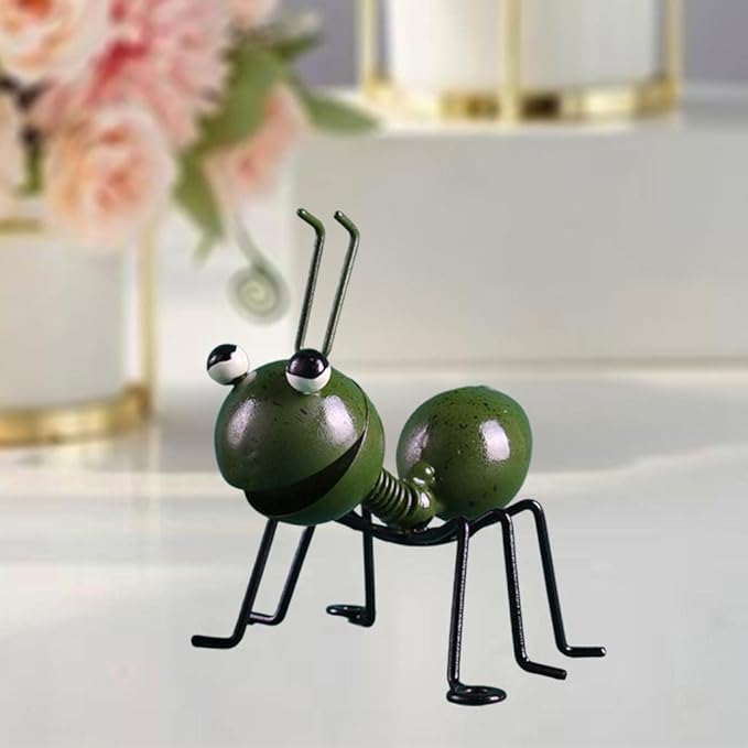 Garden Sculpture Metal Ants Hanging Wall Art Garden Lawn Yard Landscaping Decoration Home Gardening Gift Ornament (Green)