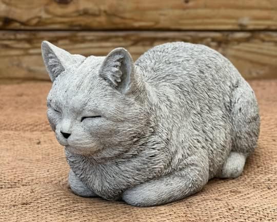 Cute Laying Kitty Resting Cat Statue Sleeping Cat Figurine Pet Memorial Stone Cat Concrete Garden