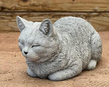 Cute Laying Kitty Resting Cat Statue Sleeping Cat Figurine Pet Memorial Stone Cat Concrete Garden