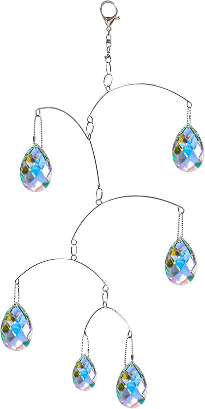 DIY Crystal Sun Catcher Wind Chime, Hanging Prisms Rainbow Maker Suncatcher for Home and Garden Decoration (FL-50AB-6WG)