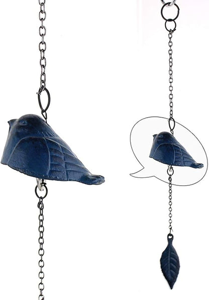 Japanese Cast Iron Metal Wind Bell Chimes Door Pendant Garden Decor Birthday Gift, Bird and Tree Leave