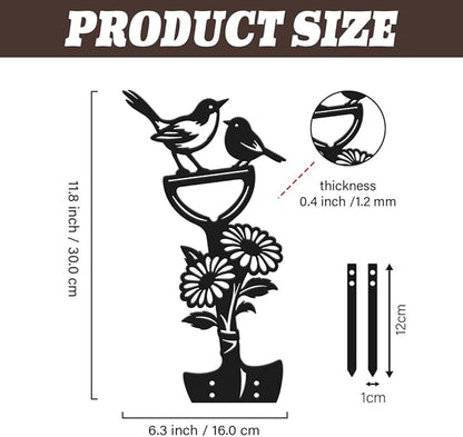 SUPERDANT Metal Garden Stake Bird Flower Silhouette Matte Black Powder Coated Iron Yard Art Decorative Plant Lawn Patio Courtyard Farmhouse Decoration Gift