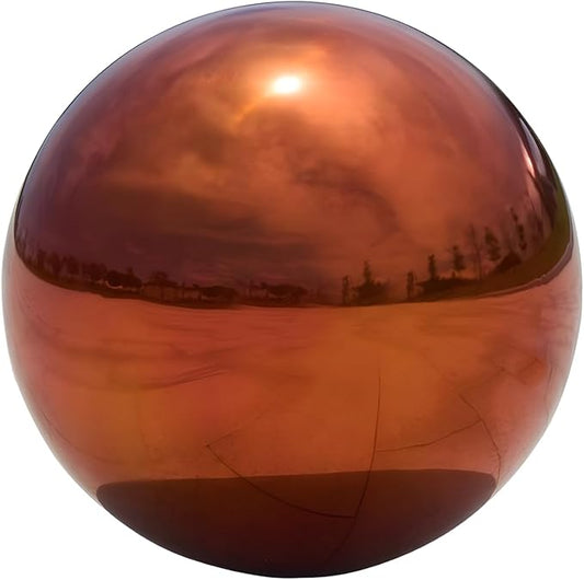 Stainless Steel Gazing Globe Mirror Ball, Decorative Gazing Balls for Garden, Reflective Smooth Garden Ball Sphere for Outdoor Yard Decoration (Orange, Dia: 8 inch)