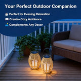 Solar Bamboo Lantern - 2 Pack, 21x14.5cm