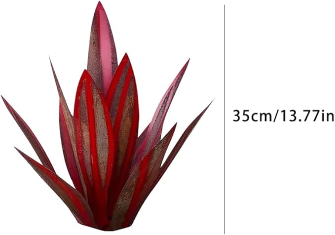 Metal Agave Plants 13.78 InchOutdoor Decor Tequila Rustic Sculpture Metal Agave Yard Art Agave Sculpture Statue Garden Yard Decor Ornament Wine Red, Garden Statues Outdoor