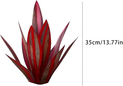 Metal Agave Plants 13.78 InchOutdoor Decor Tequila Rustic Sculpture Metal Agave Yard Art Agave Sculpture Statue Garden Yard Decor Ornament Wine Red, Garden Statues Outdoor