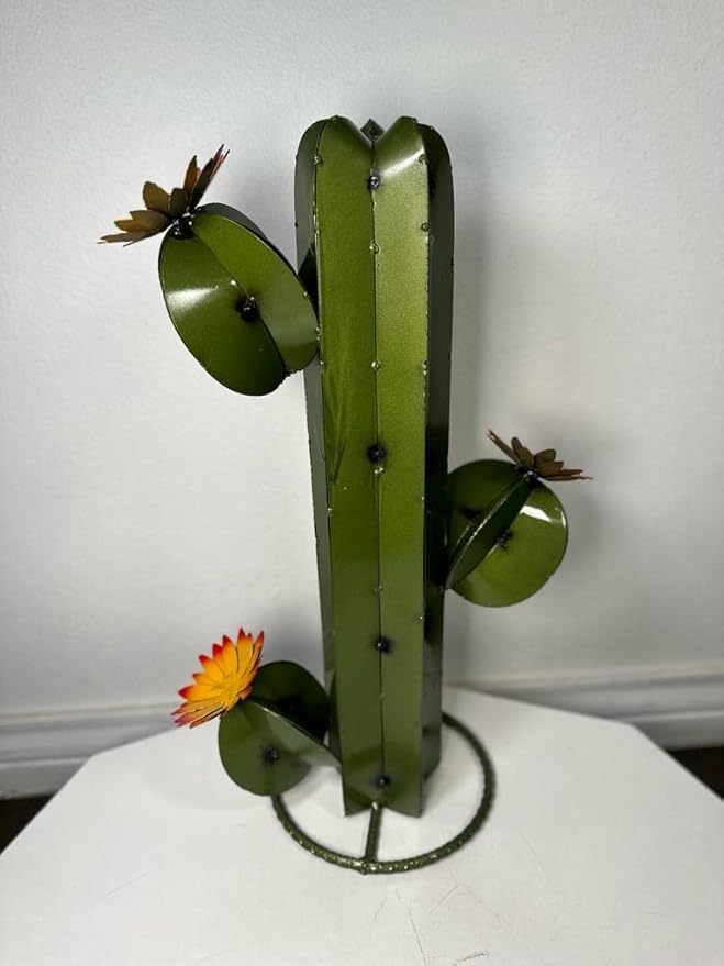 Metal Saguaro Cactus - Garden Art (Olive)