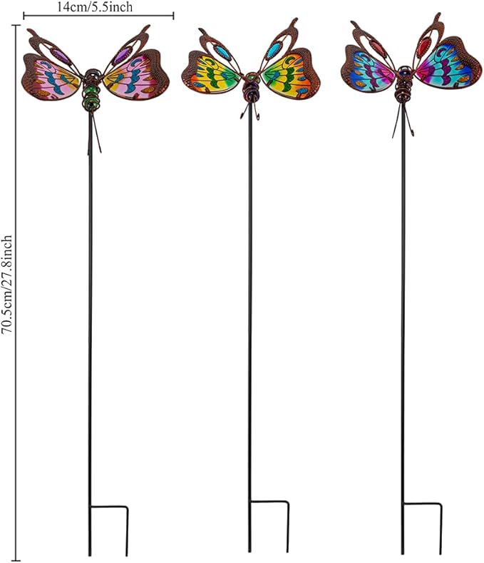 3 Pack Butterfly Decorative Garden Stakes,Butterflies Porch Decorations Outdoor Decor for Spring Yard Art Patio Plant Pot Flower Bed Ornaments