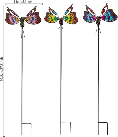 3 Pack Butterfly Decorative Garden Stakes,Butterflies Porch Decorations Outdoor Decor for Spring Yard Art Patio Plant Pot Flower Bed Ornaments