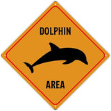 Dolphin Crossing Sign Caution DolphinXing Sign Street Sign Wildlife Novelty Road Fence Wall Decor Warning Metal Tin Sign For Indoor Outdoor 10x10in