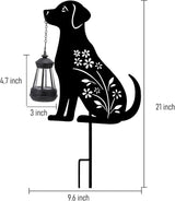 Bshine Dog Solar Light Outdoor Garden Decoration, Waterproof Metal Stake Black Outdoor Statue Lantern, Lawn Ornaments for Yard, Path, Patio, Sculpture Black Dog Gift Halloween Decor Housewarming Gift