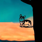 Cute Corgi Dog On Branch Steel Silhouette Metal Tree Hanging Decor Art Home Garden Yard Patio Outdoor Statue Stake Decoration