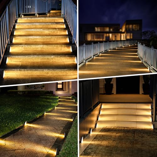 echosari 12 Pack Solar Step Lights for Outside 100 Lumen Ultra Bright