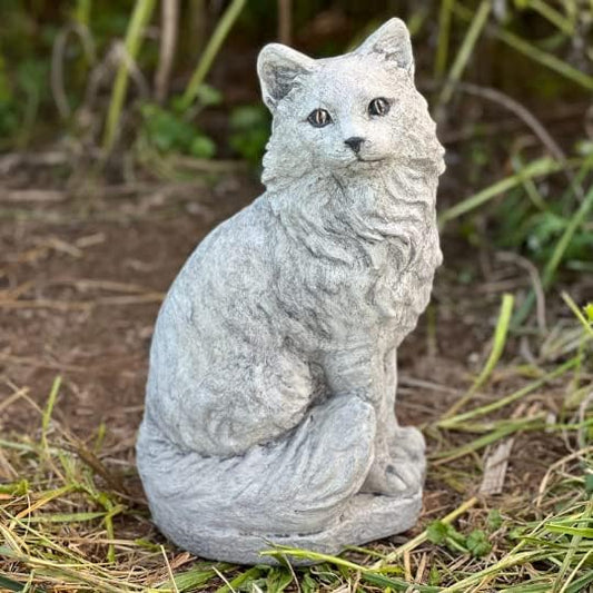 Cat Garden Statue Kitten Memorial Sitting cat Concrete Figure Outdoor Statue Pet Memorial Stone Cat Loss Gift Realistic Garden Decor