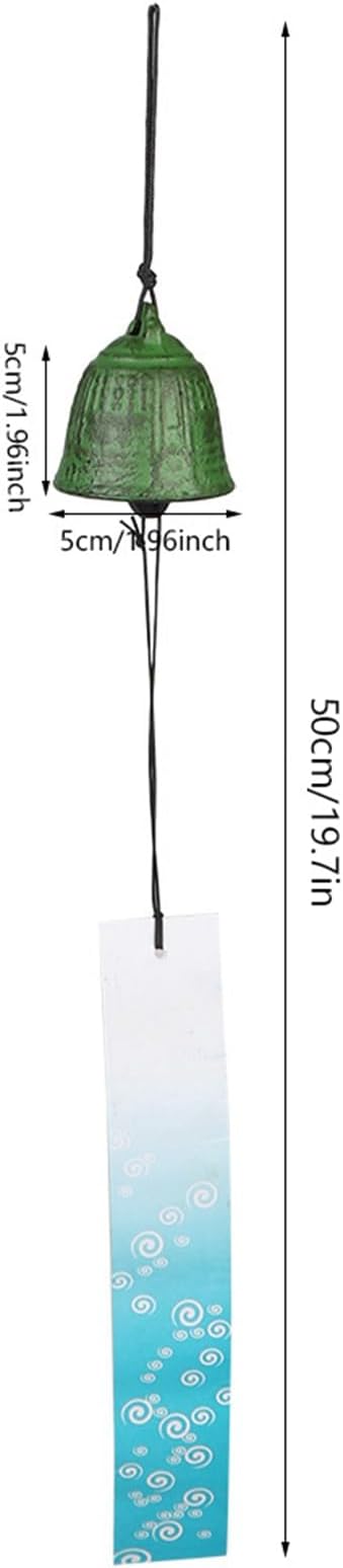 AUNMAS Wind Chimes for Outside, Japanese Cast Iron Wind Chime Zen Buddhist Temple Bell Design with Soothing Meditation Sound Unique Balcony Wnd Bell for Home Garden Decor(Green)