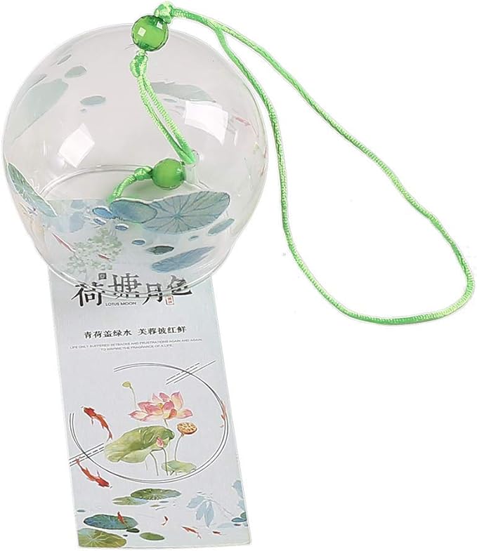 Falytemow 4 pcs Japanese Wind Chimes Romantic Flowers Small Wind Bells Handmade Glass Japanese Style Pendant for Birthday Present Home Decors (Sakura, Chrysanthemums, Lotus, and Plum Blossoms, 7 cm)