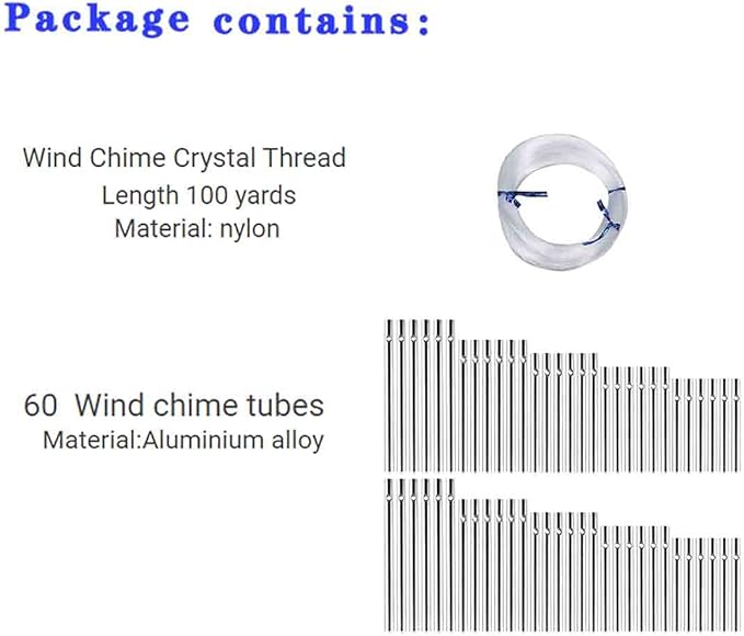 60 Pieces Wind Chime Tubes Parts Supplies Windchime String Metal Tubes for Crafts DIY Wind Chimes for Adults Arts and Crafts