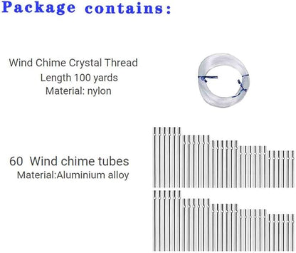 60 Pieces Wind Chime Tubes Parts Supplies Windchime String Metal Tubes for Crafts DIY Wind Chimes for Adults Arts and Crafts