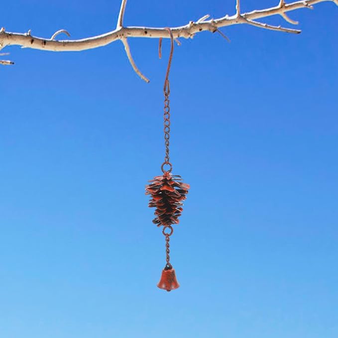Pine Cone Bells Wind Chimes Metal Door Knob Hanger Soothing Chimes for Garden Porch Home Elegant Pinecone Outdoor Decorations Holiday Wall Ornament